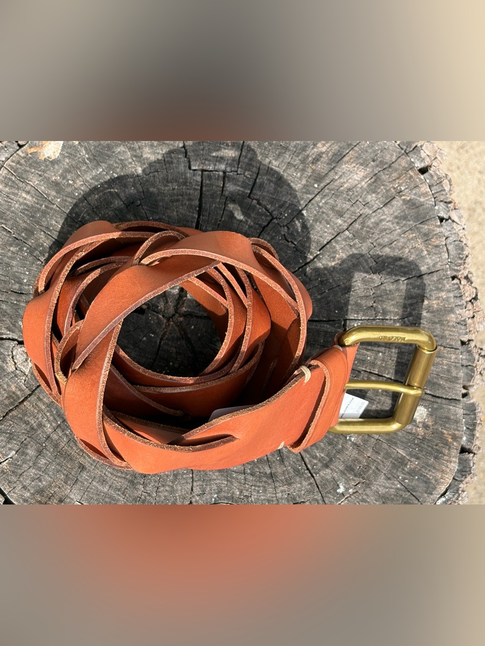 Ralph Lauren Braided Leather Belt - Cognac